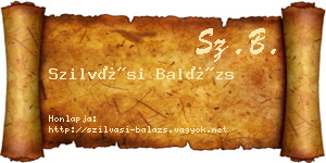Szilvási Balázs névjegykártya
